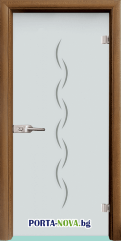 Стъклена интериорна врата Gravur G-13-1, с каса цвят Светъл дъб