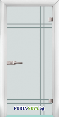 Стъклена интериорна врата модел Gravur G-13-8, цвят Бял